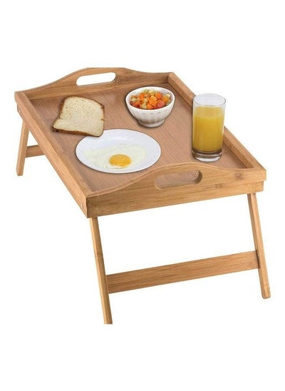 Buy Bamboo Breakfast Bed Tray Table With Folding Legs in UAE