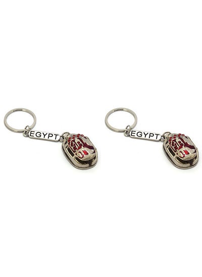 Buy 2 pieces of  immatgar pharaonic Hollow Scarab keychain key ring ancient Egyptian souvenirs gifts for men and women from egypt (Silver - Red- with egypt) in Egypt