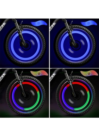 اشتري 4Pcs Bike Spoke Light Waterproof Easy Install Wheel Spoke Lights, LED Neon Tire Flash Lamp with 3 Flash Modes, for Both Adults Kids Bike 2Blue+2Multicolour في السعودية