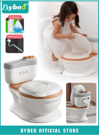 Buy Baby Potty Training Seat, Kid Size Potty, Realistic Potty Training Toilet with Lid Back, Babies Toilets with a Brush and 100pcs Clean Bag, for Toddlers Infants Kids Boys Girls, Easy to Empty and Clean in UAE