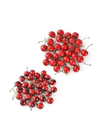 Buy Artificial Cherry Fruit, Fake Cherries Red Simulation Red Black Cherries Artificial Cherry Decorations Fake Fruit Model Home House Kitchen Party Decoration Desk Ornament(100pcs) in Saudi Arabia