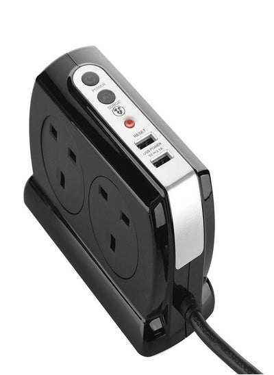 اشتري High Gloss 4 Socket Compact Power Extension Cord 2 USB 4 M Black في السعودية