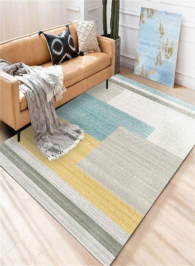 Buy Warm Luxurious Modern Printed Rectangular Anti-Slip Carpet Multicolour 140x200cm in UAE