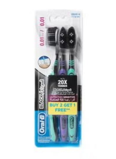 اشتري Oral-B Ultrathin Sensitive Black Manual Toothbrush Extra Soft Multi-Colored في مصر