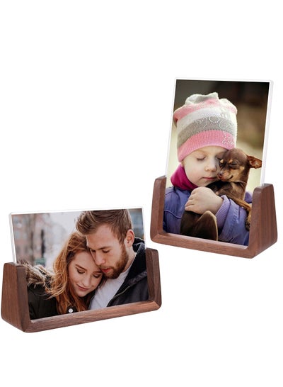 Buy SYOSI 2 Pcs Wooden Picture Frame, Photo Frame with Solid Wood Base and High Definition Acrylic Glass Cover 5x7 Inch Horizontal & Vertical Photo Frame for Table Top Display Home Decor in UAE