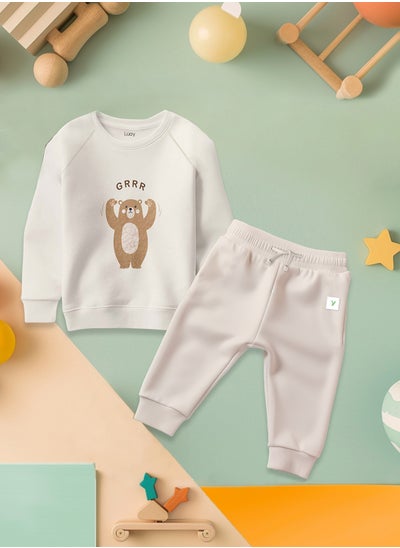 Buy LUAY Unisex 100% Bamboo based Ultra-Soft fabric Sweatshirt_pant Set_Cream in UAE