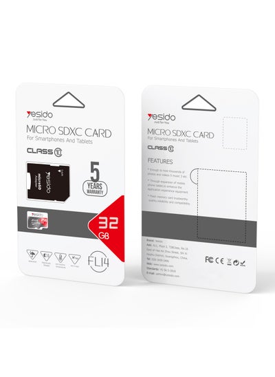 Buy Yesido FL14 Micro SDHC Card 32GB for Smart Phones and Tablets Memory Card - Black in Saudi Arabia