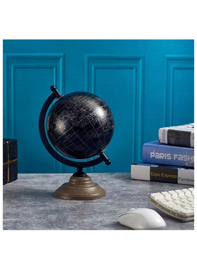 اشتري Abriz Globe Table Decor Metal & Plastic Figurines Modern Sculptures Tabletop Decor For Home Office Living Room L 18 x W 15 x H 26 cm Black في الامارات