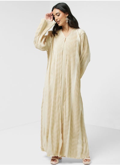 Buy V-Neck Pleated Abaya in UAE