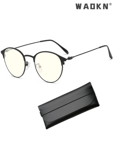 اشتري Blue Light Blocking Glasses - Computer Game Glasses Retro Round Eyeglasses Frame for Women Men, Anti Eye Eyestrain UV 400 Protection Reading Gaming Glasses Black في الامارات