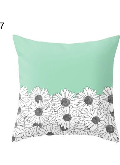 Buy Floral Themed Cushion Cover Green/White/Black in UAE