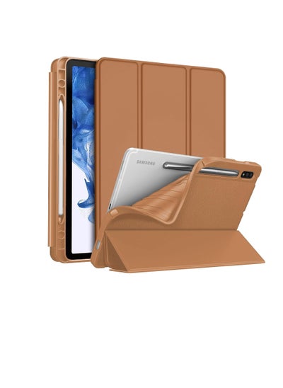 اشتري Case for Samsung Galaxy Tab S9+ Plus 12.4 Inch with S Pen Holder, Soft TPU Tri-Fold Stand Protective Tablet Cover, Support S Pen Charging, Auto Wake/Sleep في مصر