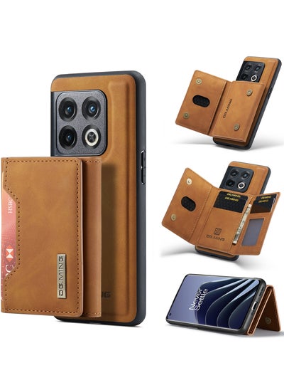 Buy CaseMe Wallet Case for One plus 10 pro DGMING Premium Leather Phone Case Back Cover Magnetic Detachable with Trifold Wallet Card Holder Pocket - Brown in Egypt