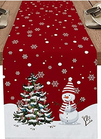 اشتري Christmas Table Runner, Xmas Tree Elk Checkered Dining Table Runner Dresser Scarves,Snowflake Merry Christmas Farmhouse Home Decor for Coffee Table Wedding Party Banquet (13x72Inches) في الامارات