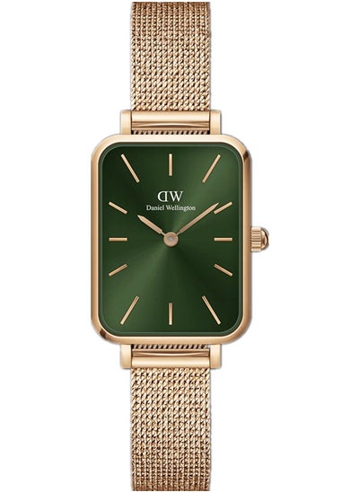 Buy Quadro Pressed Melrose Emerald Green rectangle Watch for Women 20x26mm Dial with Rose Gold Stainless Steel Strap DW00100445 in Saudi Arabia