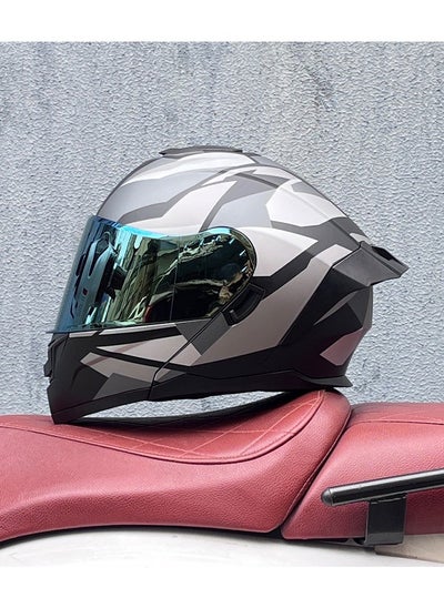 Buy New Double Mirror Helmet Semi Full Cover Four Seasons Motorcycle Helmet in Saudi Arabia