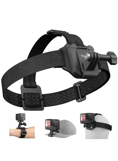Buy Head Strap Mount with Cap Clip, Quick Release Head Belt Mount Compatible with Go Pro Hero 11/10/9/8/7/6/5, Fusion, Max, DJI OSMO and Most Action Cameras Head Mount in UAE