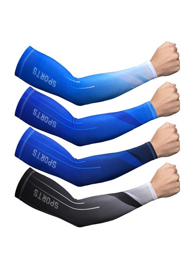 اشتري 4 Pairs Arm Sleeve UV Protection Cooling Breathable Arm Sleeve Sun Protective Moisture Wicking Gloves to Cover Arms for Cycling Driving Outdoor Sports for Men Women في السعودية