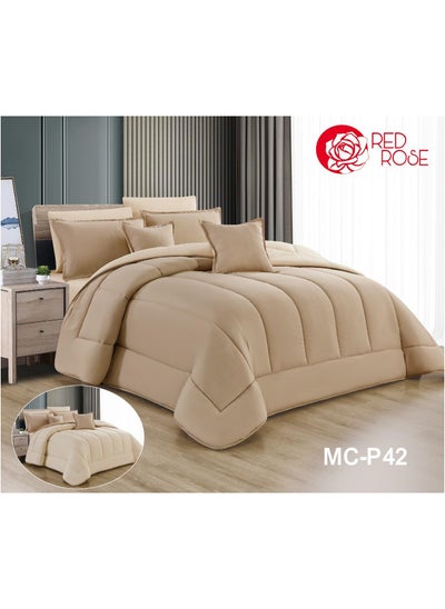 Buy Double quilt set, two-sided mattress, consisting of 8 pieces, microfiber, comforter size 240 by 260 cm in Saudi Arabia