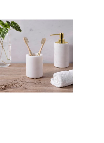 Buy Marble Toothbrush Holder 7.5 x 17.5 x 7.5 cm in UAE