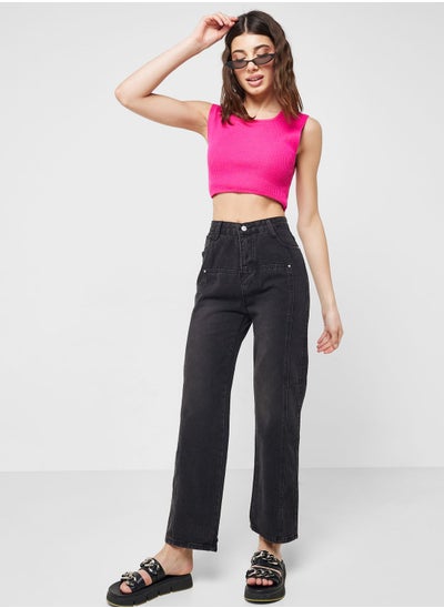 Buy High Waist Straight Leg Jeans in UAE