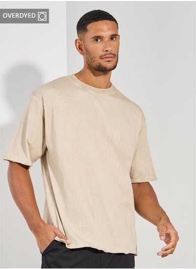 اشتري Overdyed Washed Oversized T-Shirt with Raw Edge Sleeve في السعودية