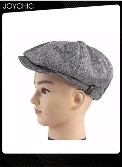 Buy Fashion Autumn Winter Cotton Breathable Beret Cap Sun Protection Comfort  Adjustable Cowboy Cap for Men Women Grey in Saudi Arabia