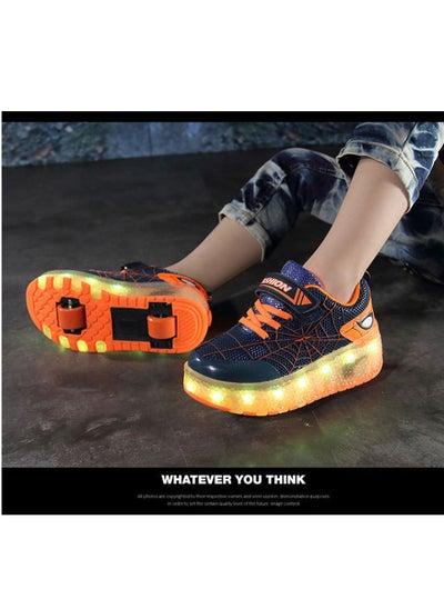 Buy USB Charging LED Flash Walking Shoes Boys And Girls Children Roller Skates Orange in Saudi Arabia