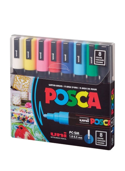 اشتري 8-Piece POSCA Medium Tip Paint Marker Multicolour في الامارات