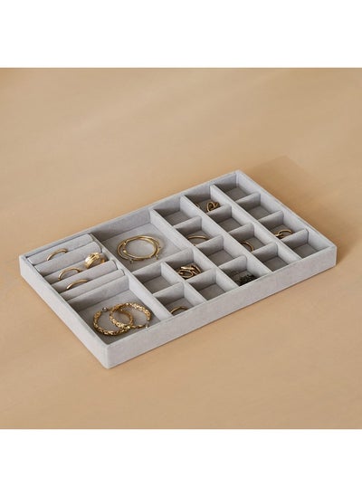 اشتري Velour 19-Compartment Jewellery Tray 29.1 x 2.5 x 18 cm في السعودية