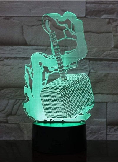 Buy 3D Illusion Lamp LED Multicolor Night Light Thor Hammer Night Lamp Bedroom Table Lamp Valentines Gifts for Lovers Couples Kids Sleeping Light in UAE