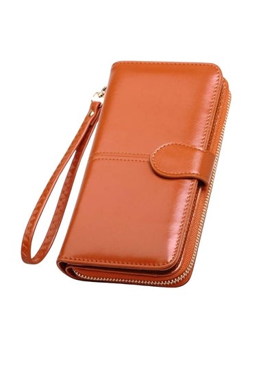 Buy Women's Leather Wallet for everyday use- Women's Clutch with Zipper Coin Purse, Card Holder, and Certificate, Ladies Bracelet Hand Bag in UAE