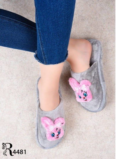 Buy Women's gray fur slippers in Egypt