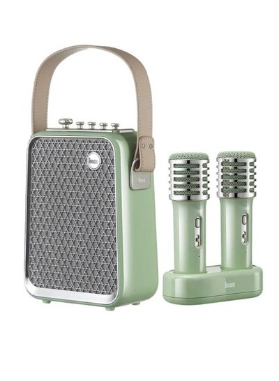 Buy Divoom SongBird Portable Karaoke Speaker with Dual Wireless Microphones Green in Saudi Arabia