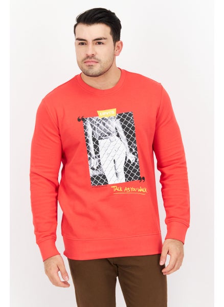 Buy Men Crew Neck Long Sleeve Graphic Print Sweatshirts, Red Combo in Saudi Arabia