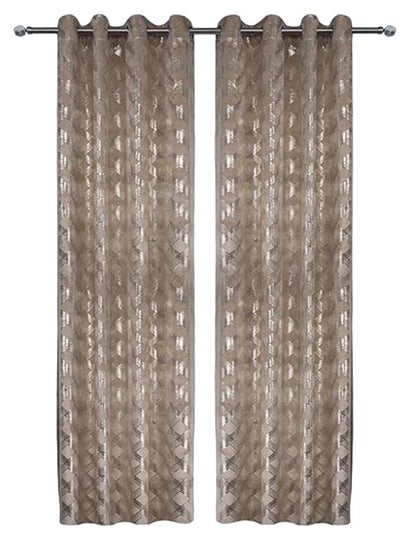 Buy 2-Piece Pierre Curtain Set, Beige & Gold - 140 x240 cm in UAE