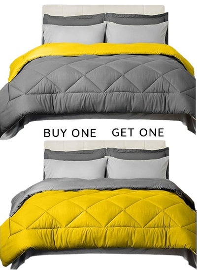 Buy Buy one get one,Tiba double face winter quilt, 160*235 cm, Gray &Yellow  2pcs in Egypt