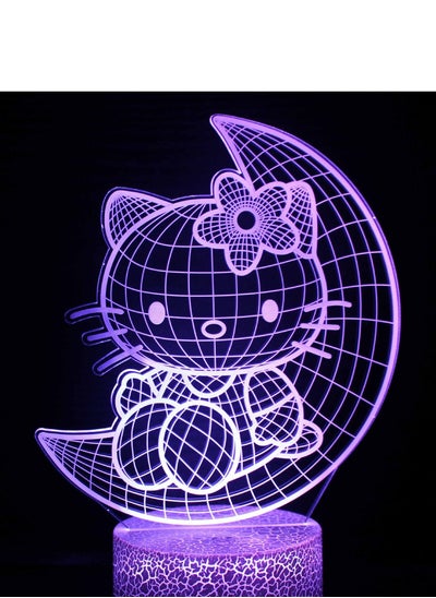 اشتري 3D Illusion Led Night Light Lamp Cute Hello Kitty Baby Nursery Room Nightlight Kids Childrens Bedroom Decoration Gift 3d Lamp في الامارات