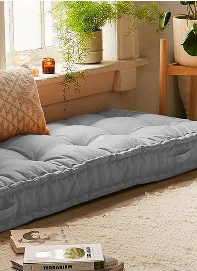 Buy Rectangular Daybed Floor Cushion Velvet 72×24×5 cm - Grey in Saudi Arabia