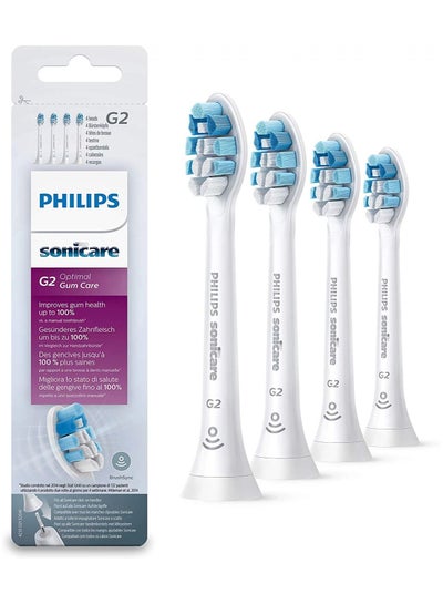 Buy Genuine  HX9034/65 G2 Optimal Gum Care Standard sonic Set of 4 Replacement Toothbrush Heads White in UAE