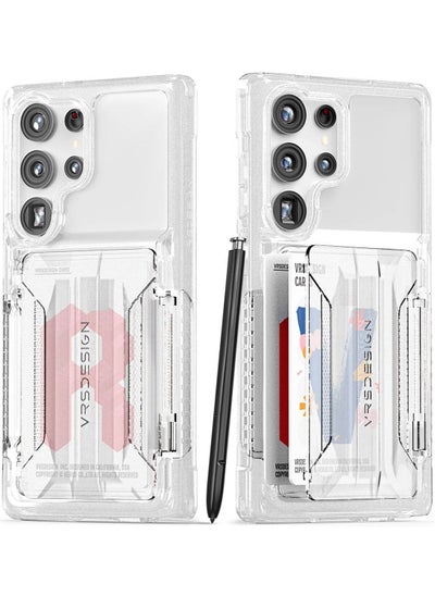 اشتري Neo Flip Active Samsung Galaxy S23 Ultra Case Cover Wallet with Semi Automatic Snap Door Credit Card Holder Slot [2 Cards] - White Crystal في الامارات