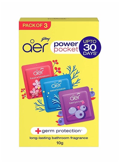 Buy Aer Power Pocket Bathroom Air Freshener Assorted Pack of 3 10g Multicolour in UAE