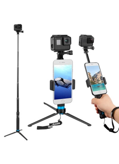 Buy Selfie Stick Monopod For GoPro Selfie Pole With Tripod Mount Phone Holder Clip in Saudi Arabia