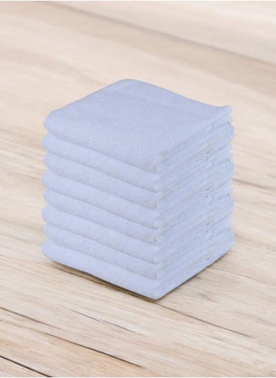 Buy 8 white cotton towels 30x30 cm in Saudi Arabia