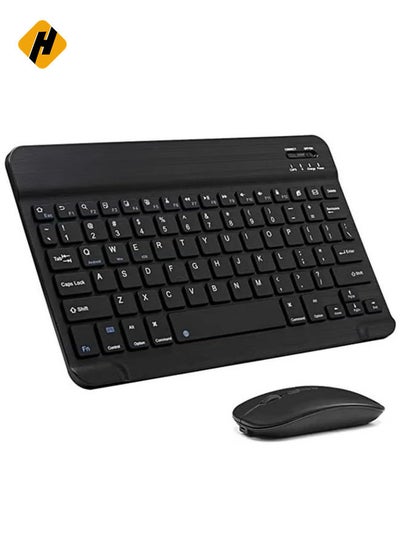 Buy Arabic and English Bluetooth Keyboard and Mouse Combo Ultra-Slim Portable Compact Wireless Mouse Keyboard Set for IOS Android Windows Tablet Phone iPhone iPad Pro Air Mini (Black) in Saudi Arabia