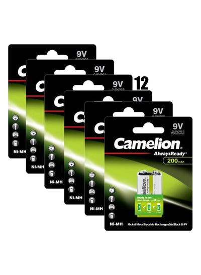 Buy Camelion 17420122 Always Ready Akku (NiMH, 9 Volt Block, 200 mAh, 1er) 12 Packs in Egypt