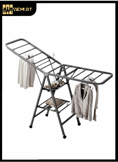 Buy Clothes Drying Rack，Foldable Laundry Drying Rack，Free-Standing Large Drying Rack, With Height-Adjustable Wings（Black） in Saudi Arabia