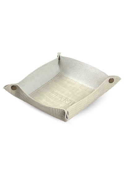 اشتري Faux Crocodile Leather Organizer Catchall Tray (Cream) في الامارات