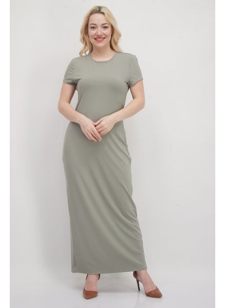 Buy Women Plain Maxi Dress, Olive in UAE