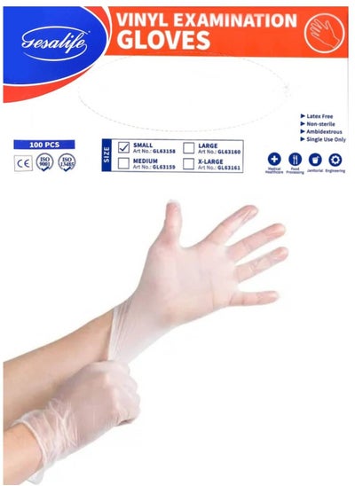 Buy Powder Free Vinyl Disposable Examination Gloves 100 Pcs in UAE